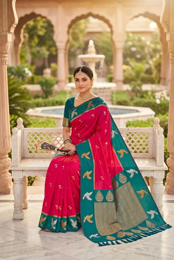 Silk_Saree_With_Zari_Weaving_And_Brocade_Blouse_Piece