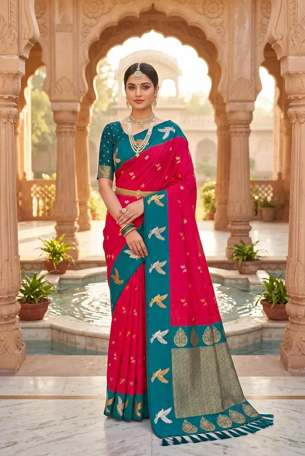 Silk_Saree_With_Zari_Weaving_And_Brocade_Blouse_Piece