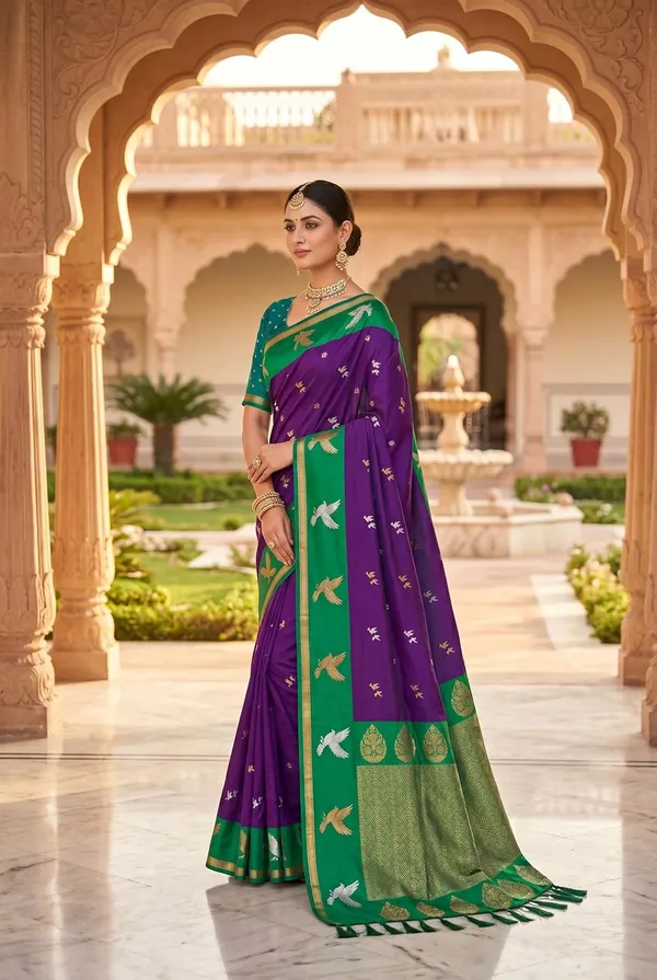 Silk_Saree_With_Zari_Weaving_And_Brocade_Blouse_Piece