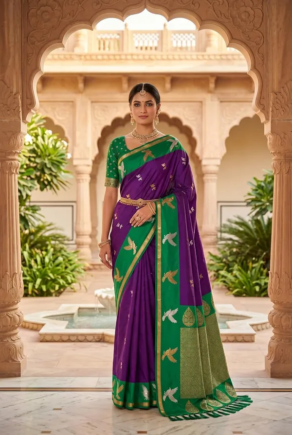 Silk_Saree_With_Zari_Weaving_And_Brocade_Blouse_Piece