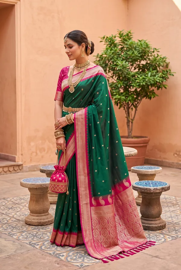 Banarasi_Silk_Saree_with_Silver_Zari_Paisley_Weaving