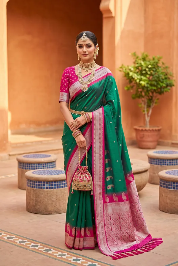 Banarasi_Silk_Saree_with_Silver_Zari_Paisley_Weaving