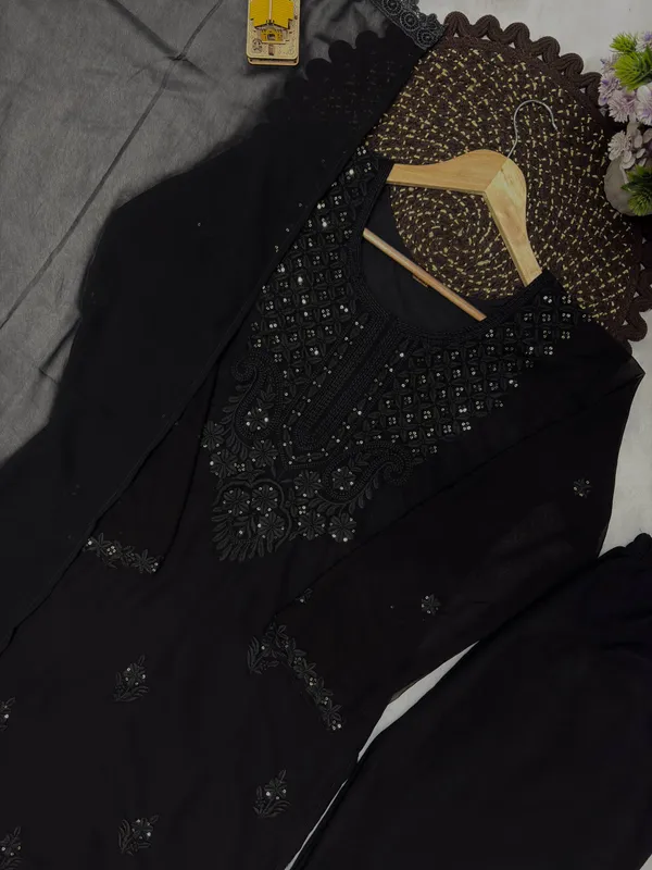Black_Georgette_Embroidered_Kurta_Set_with_Dupatta