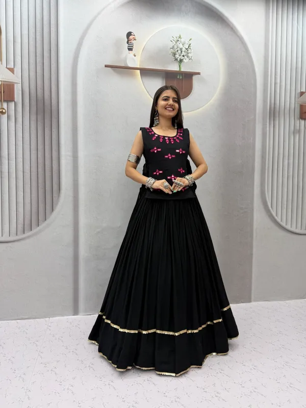 Black_Handcrafted_Lehenga_Choli_with_Mirror_work_Shrug