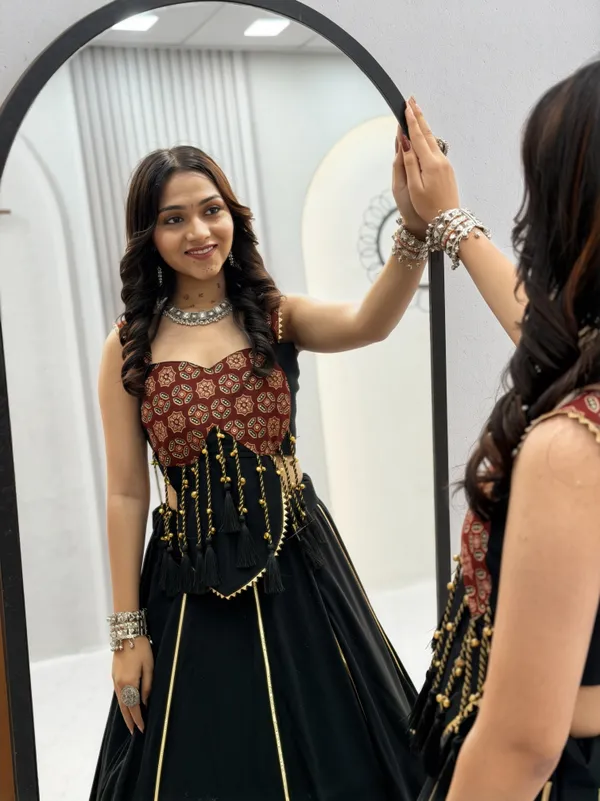 Black_&_Maroon_Printed_Designer_Lehenga_Choli_with_Tassel_Detailing