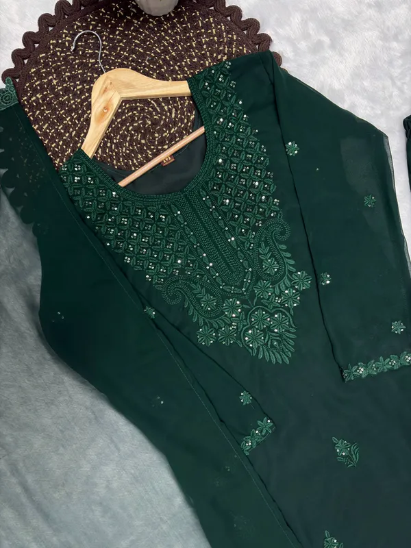 Bottle_Green_Georgette_Embroidered_Kurta_Set_with_Dupatta