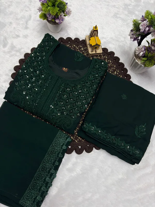 Bottle_Green_Georgette_Embroidered_Kurta_Set_with_Dupatta