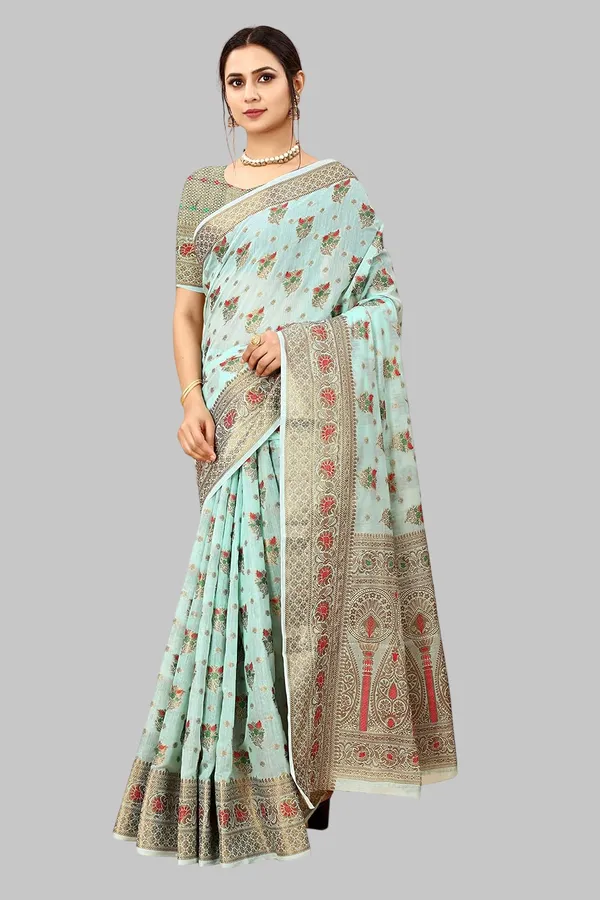 Women_Cotton_Silk_Kanjeevaram_Saree_With_Blouse_Piece