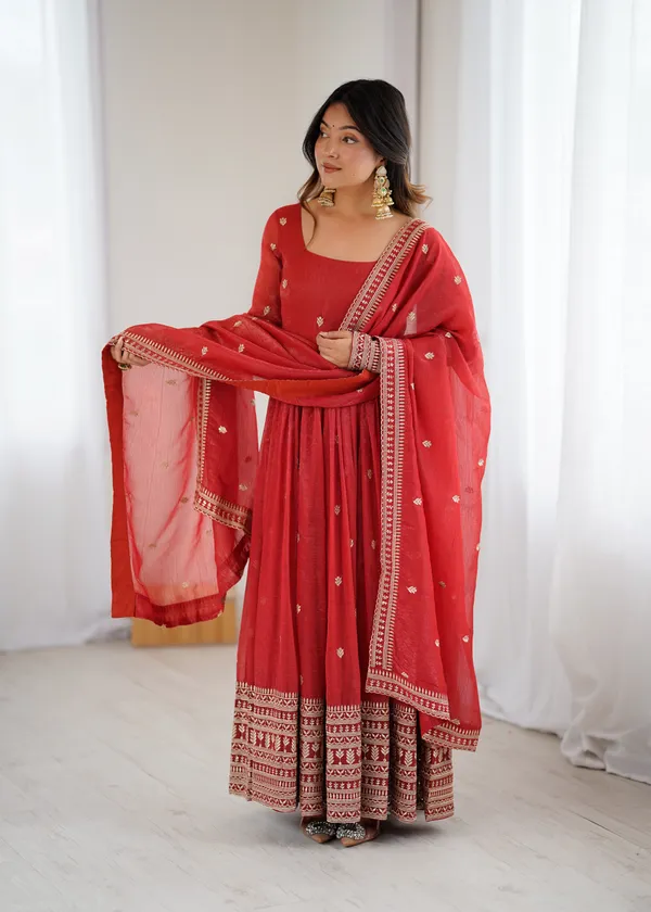 Crimson_Red_Embroidered_Anarkali_Suit_Set_with_Organza_Dupatta