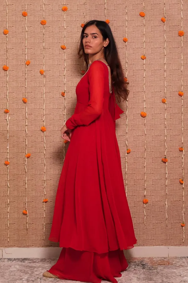 Crimson_Red_Georgette_Anarkali_Suit_Set_with_Embroidered_Neckline_&_Dupatta