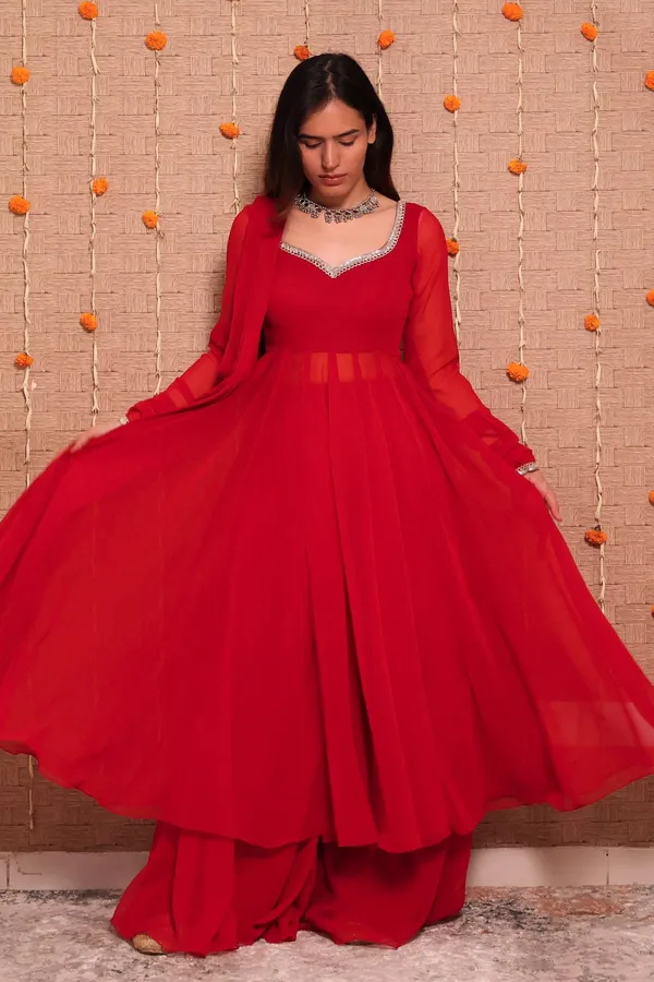 Crimson_Red_Georgette_Anarkali_Suit_Set_with_Embroidered_Neckline_&_Dupatta