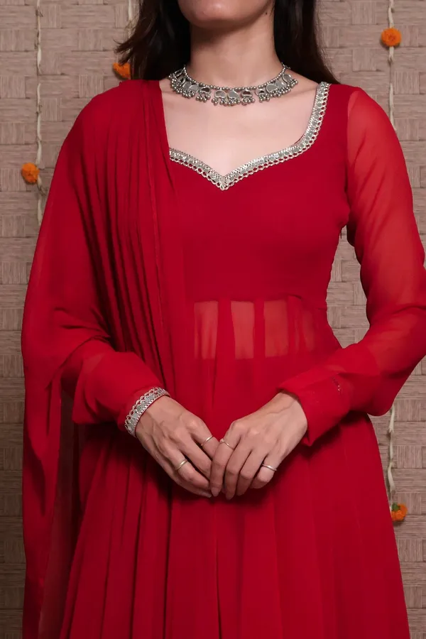 Crimson_Red_Georgette_Anarkali_Suit_Set_with_Embroidered_Neckline_&_Dupatta