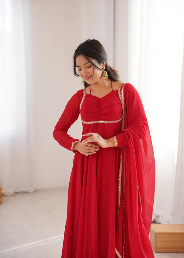 Elegance_Red_Georgette_Anarkali_Gown_with_Sequined_Lace_Border_Dupatta_Set