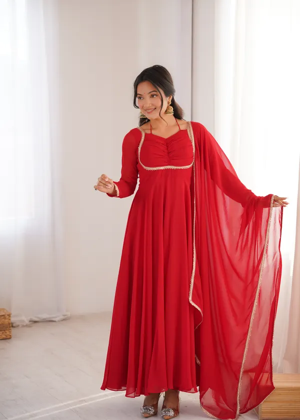 Elegance_Red_Georgette_Anarkali_Gown_with_Sequined_Lace_Border_Dupatta_Set