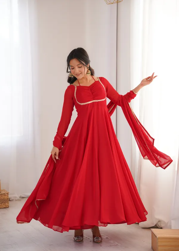 Elegance_Red_Georgette_Anarkali_Gown_with_Sequined_Lace_Border_Dupatta_Set