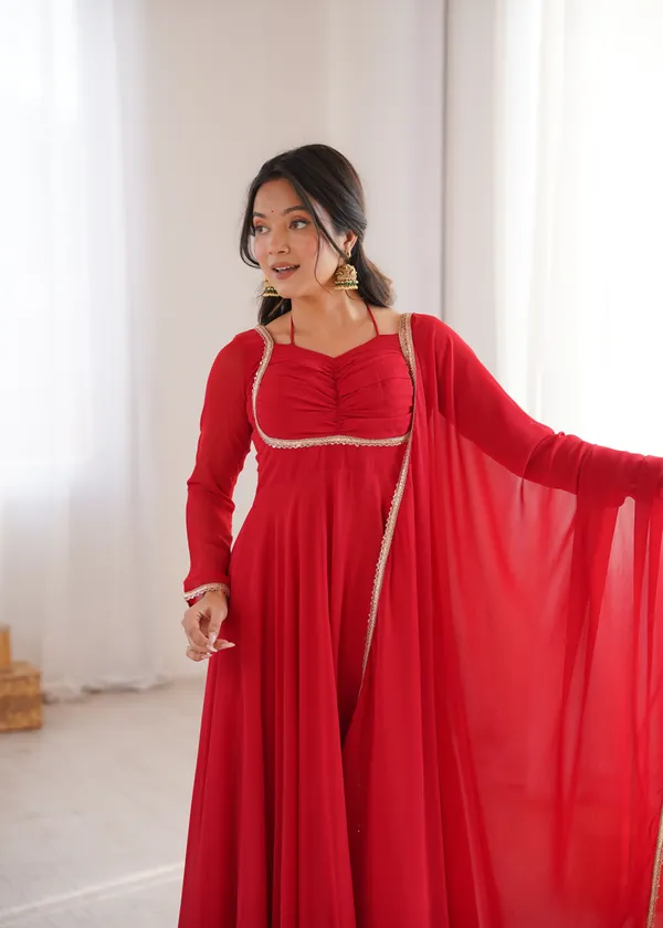 Elegance_Red_Georgette_Anarkali_Gown_with_Sequined_Lace_Border_Dupatta_Set