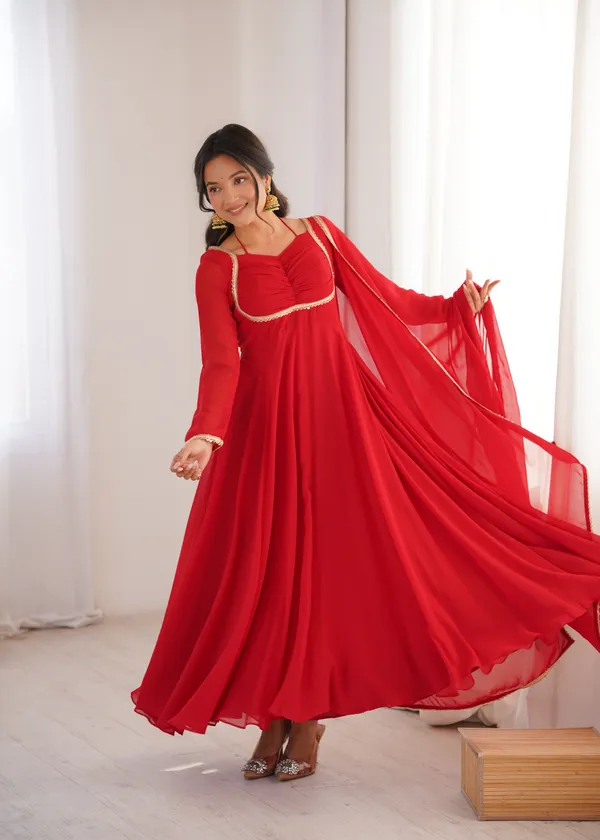 Elegance_Red_Georgette_Anarkali_Gown_with_Sequined_Lace_Border_Dupatta_Set