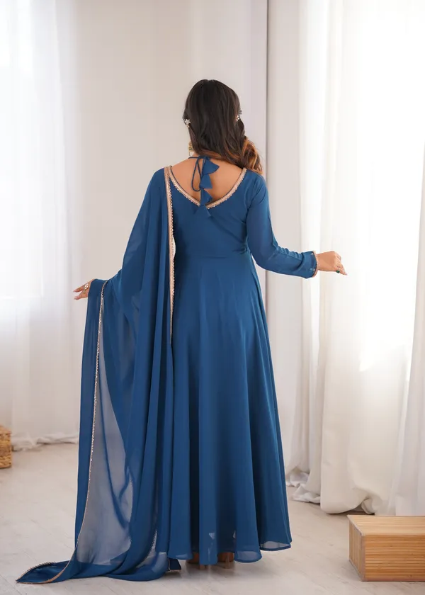 Elegance_Teal_Blue_Georgette_Anarkali_Gown_with_Sequined_Lace_Border_Dupatta_Set