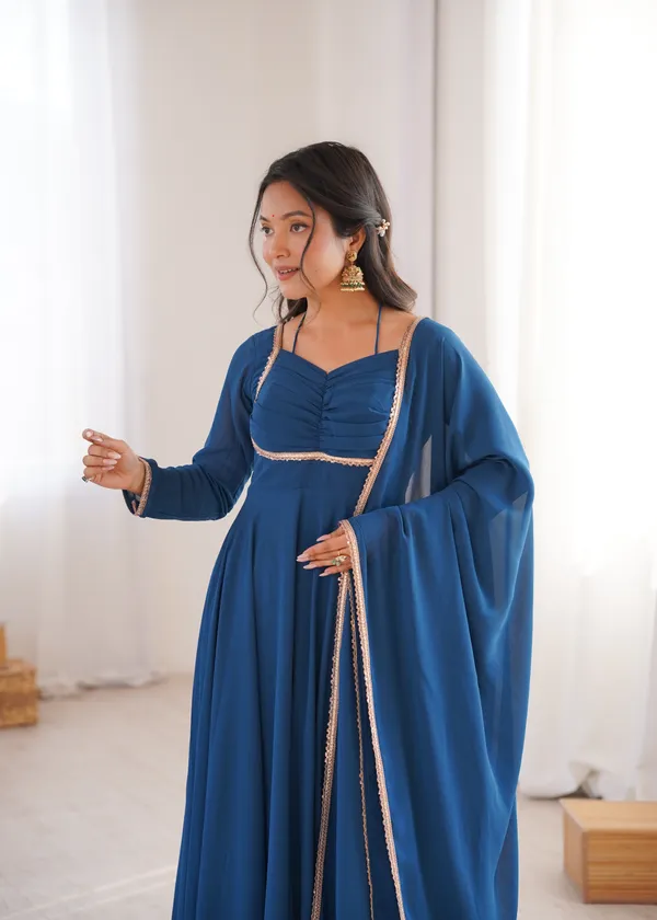 Elegance_Teal_Blue_Georgette_Anarkali_Gown_with_Sequined_Lace_Border_Dupatta_Set