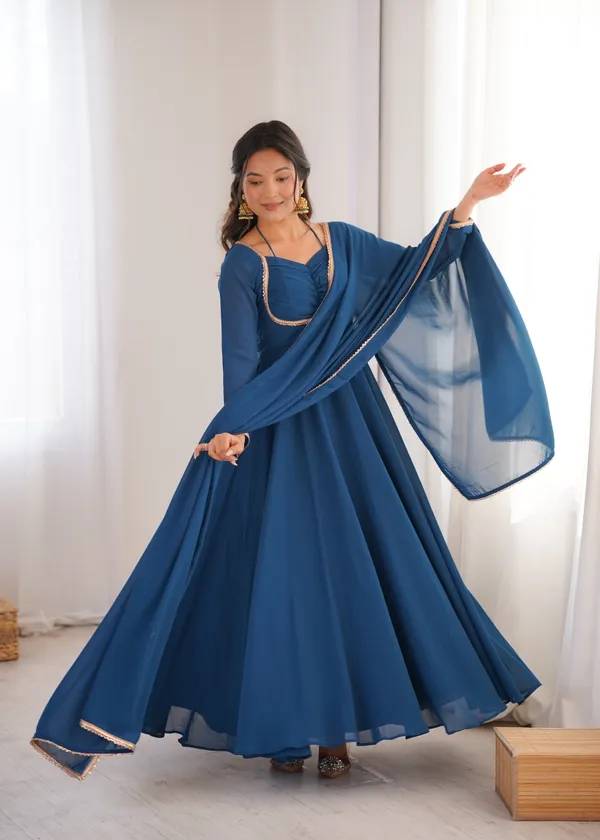 Elegance_Teal_Blue_Georgette_Anarkali_Gown_with_Sequined_Lace_Border_Dupatta_Set