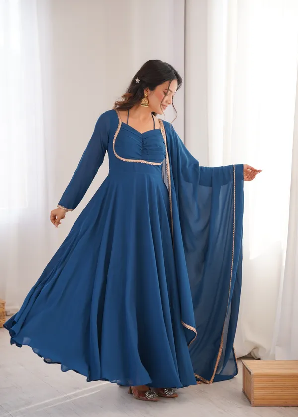Elegance_Teal_Blue_Georgette_Anarkali_Gown_with_Sequined_Lace_Border_Dupatta_Set