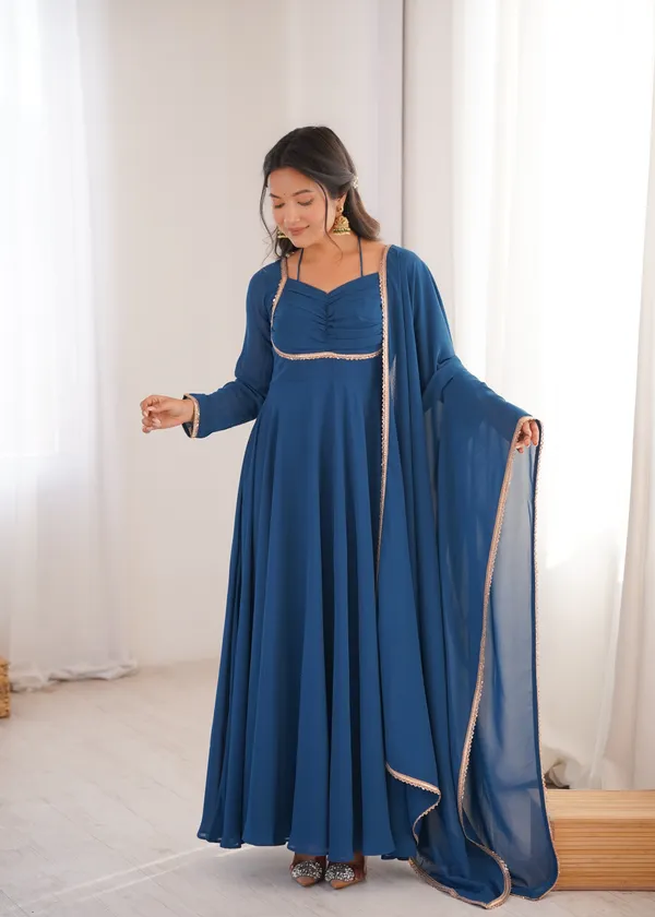 Elegance_Teal_Blue_Georgette_Anarkali_Gown_with_Sequined_Lace_Border_Dupatta_Set