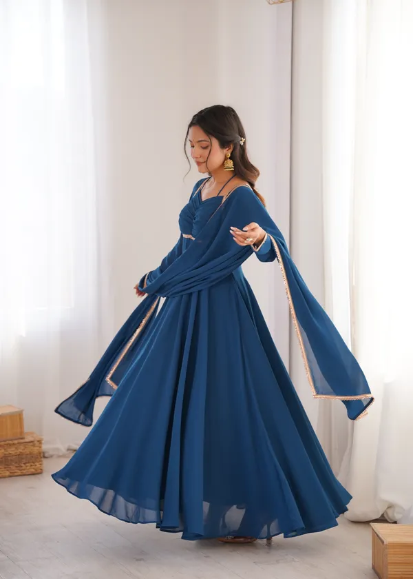 Elegance_Teal_Blue_Georgette_Anarkali_Gown_with_Sequined_Lace_Border_Dupatta_Set