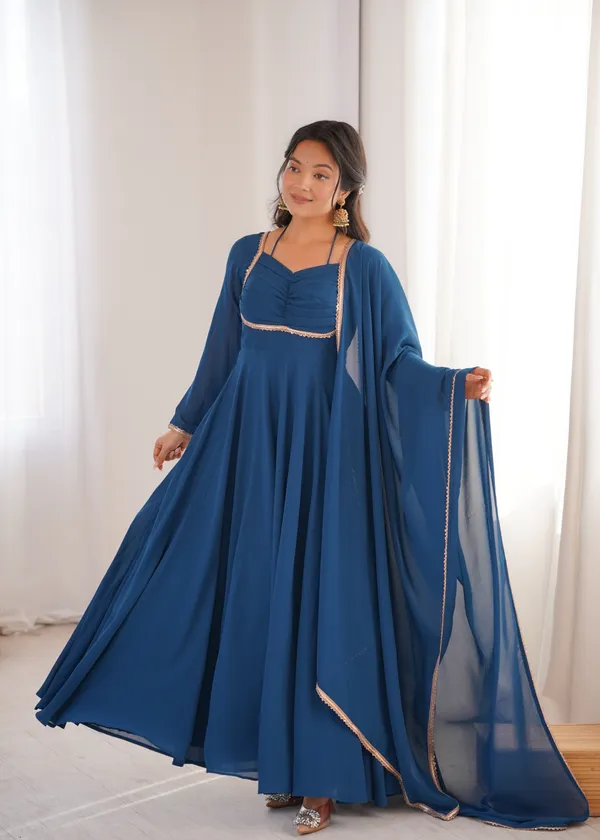 Elegance_Teal_Blue_Georgette_Anarkali_Gown_with_Sequined_Lace_Border_Dupatta_Set