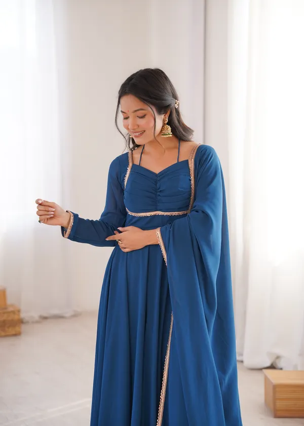 Elegance_Teal_Blue_Georgette_Anarkali_Gown_with_Sequined_Lace_Border_Dupatta_Set