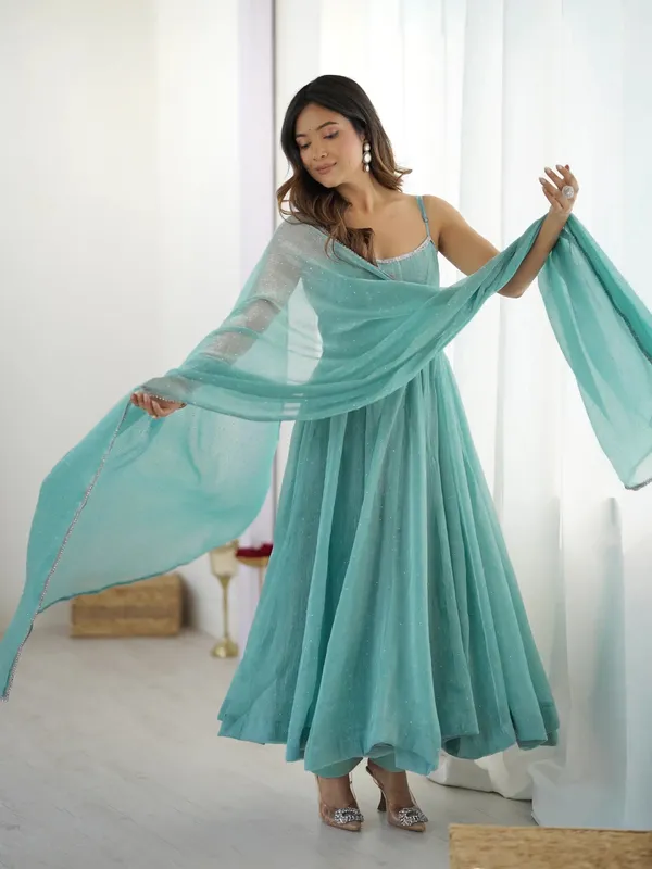 Elegant_Aqua_Blue_Embellished_Anarkali_Dress_with_Sheer_Dupatta