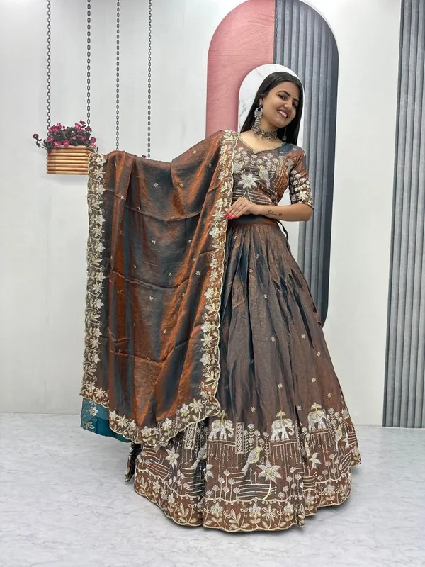Elegant_Black_&_Grey_Embroidered_Lehenga_Choli_with_Elephant_Motif_Dupatta