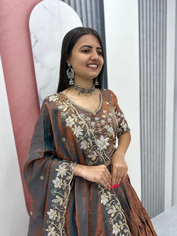 Elegant_Black_&_Grey_Embroidered_Lehenga_Choli_with_Elephant_Motif_Dupatta