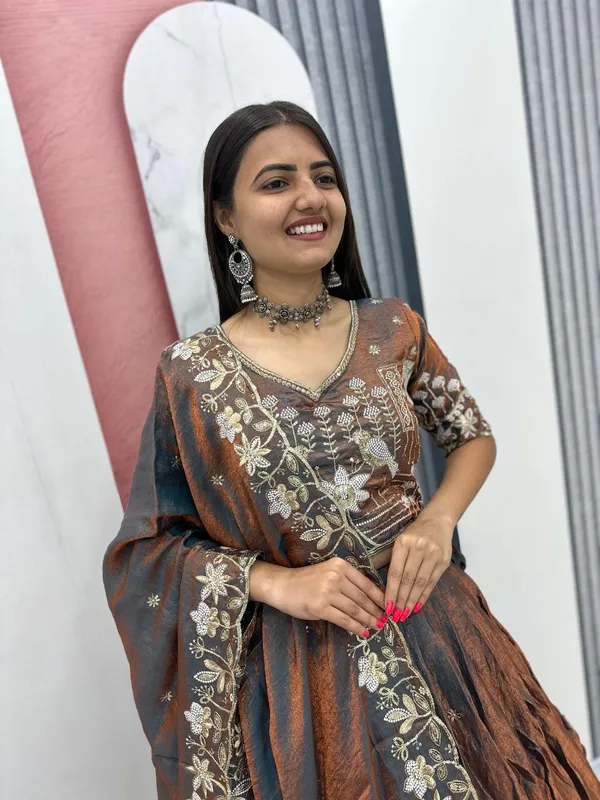 Elegant_Black_&_Grey_Embroidered_Lehenga_Choli_with_Elephant_Motif_Dupatta
