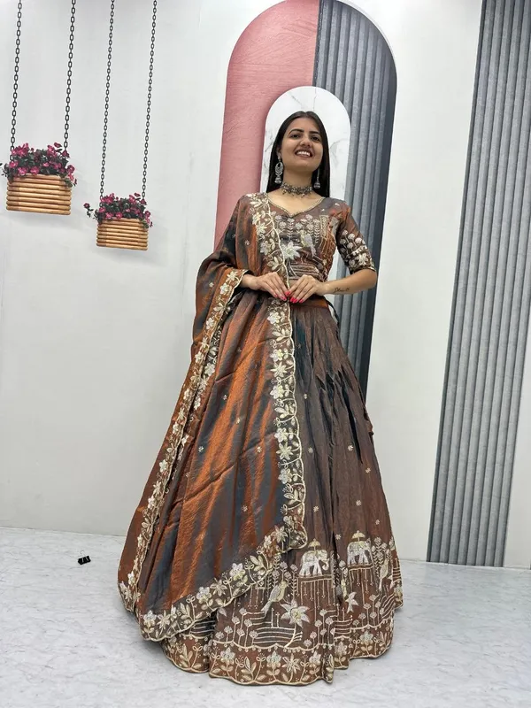 Elegant_Black_&_Grey_Embroidered_Lehenga_Choli_with_Elephant_Motif_Dupatta