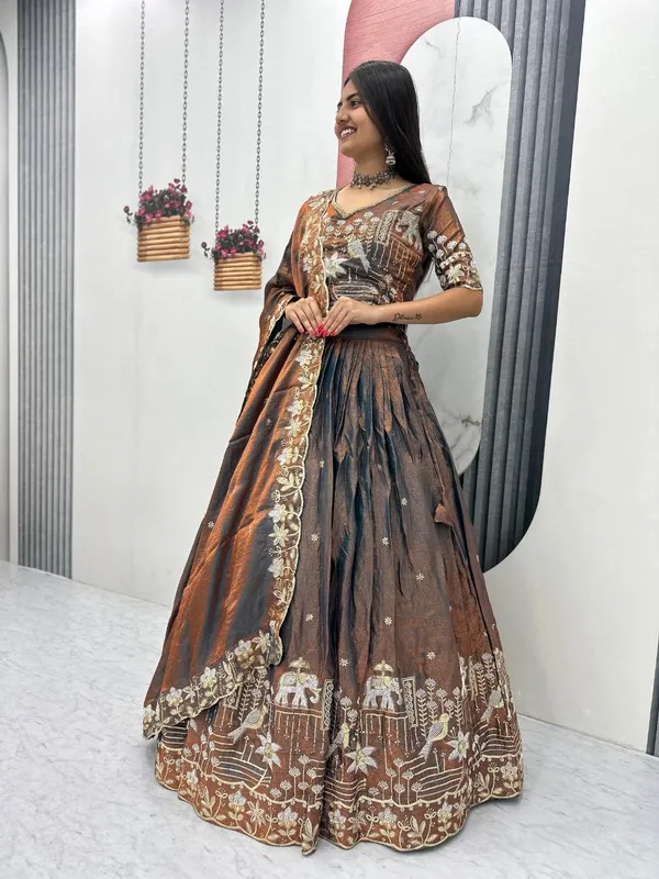 Elegant_Black_&_Grey_Embroidered_Lehenga_Choli_with_Elephant_Motif_Dupatta