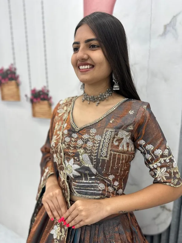 Elegant_Black_&_Grey_Embroidered_Lehenga_Choli_with_Elephant_Motif_Dupatta