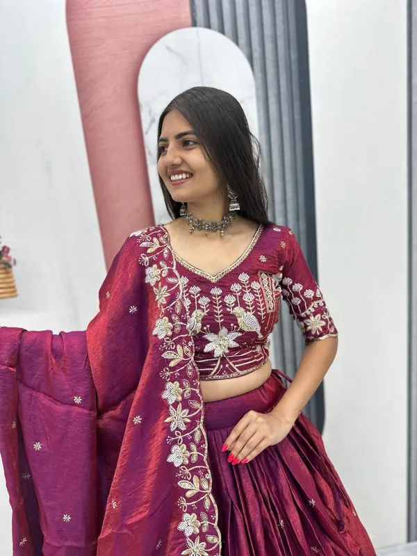 Elegant_Deep_Maroon_Embroidered_Lehenga_Choli_with_Elephant_Motif_Dupatta