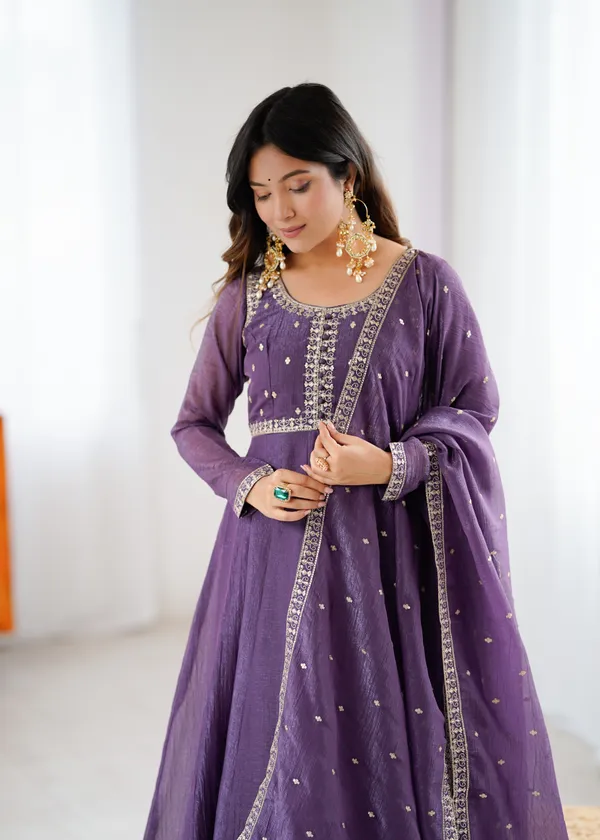 Elegant_Deep_Purple_Organza_Anarkali_Suit_Set_with_Embroidered_Work_&_Matching_Dupatta