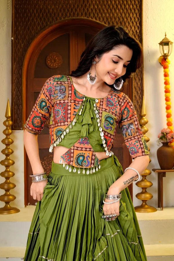 Elegant_Green_Lehenga_Choli_with_Multicolor_Embroidered_Work_Blouse