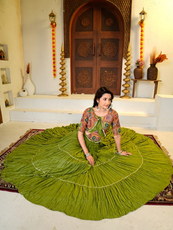 Elegant_Green_Lehenga_Choli_with_Multicolor_Embroidered_Work_Blouse