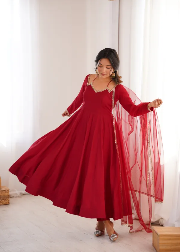 Elegant_Maroon_Anarkali_Suit_Set_with_V-Neckline