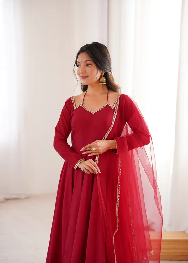 Elegant_Maroon_Anarkali_Suit_Set_with_V-Neckline