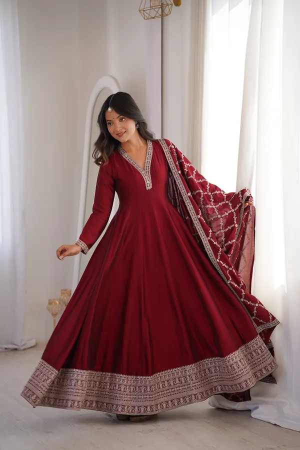 Elegant_Maroon_Embroidered_Anarkali_Gown_with_Matching_Designer_Dupatta