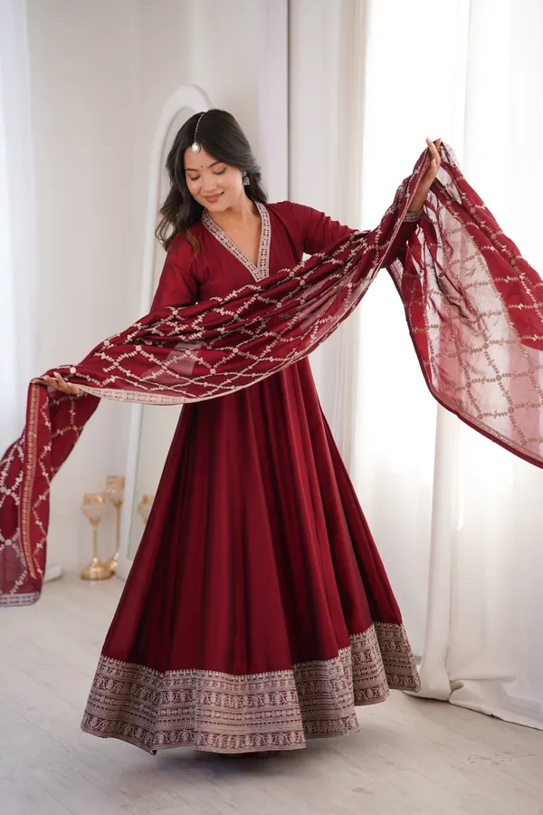 Elegant_Maroon_Embroidered_Anarkali_Gown_with_Matching_Designer_Dupatta