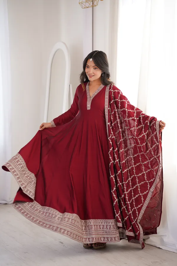Elegant_Maroon_Embroidered_Anarkali_Gown_with_Matching_Designer_Dupatta