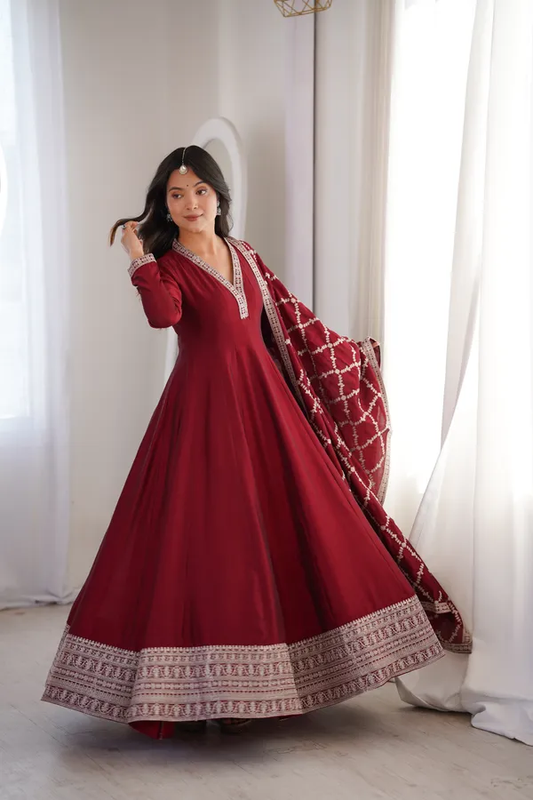 Elegant_Maroon_Embroidered_Anarkali_Gown_with_Matching_Designer_Dupatta