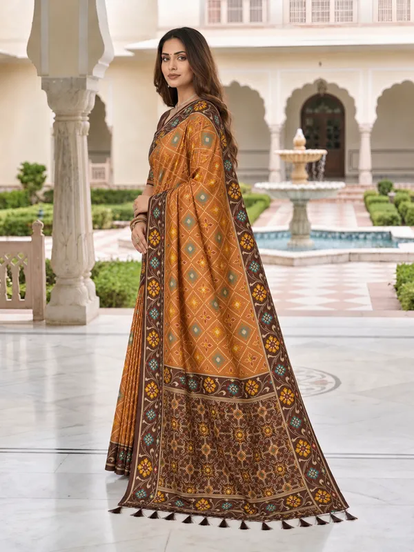 Elegant_Maroon_Patola-Inspired_Printed_Saree_with_Contrast_Border