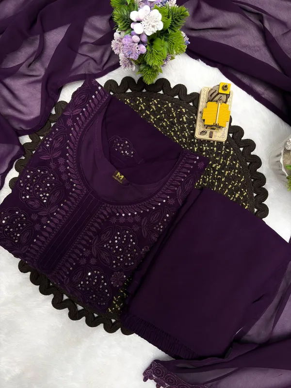 Elegant_Purple_Georgette_Lucknowi_Chikankari_Salwar_Suit_Set_with_Sequins_&_Dupatta