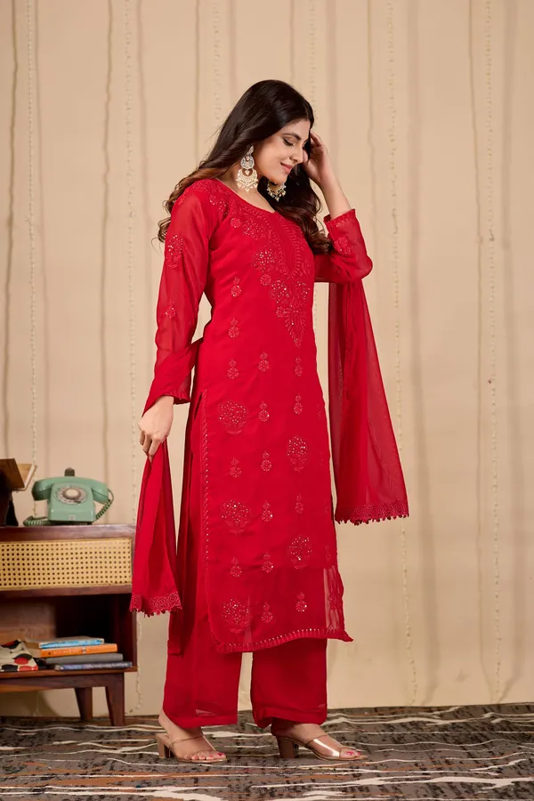 Elegant_Red_Georgette_Lucknowi_Chikankari_Salwar_Suit_Set_with_Sequins_&_Dupatta