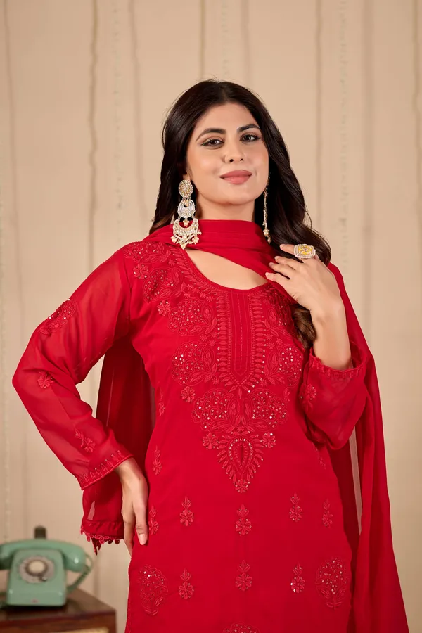 Elegant_Red_Georgette_Lucknowi_Chikankari_Salwar_Suit_Set_with_Sequins_&_Dupatta